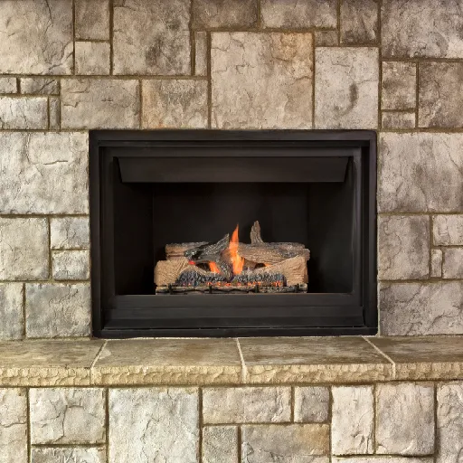 Gas fireplace after it's been serviced by our technician