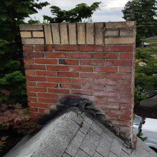 Cracked masonry on a chimney