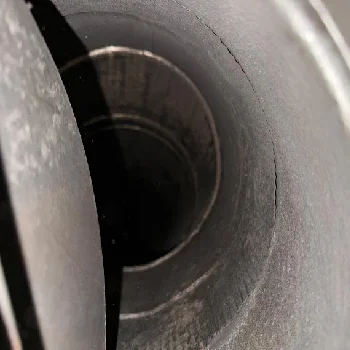 Interior view of a cleaned dryer vent pipe during a service visit in Bellevue, WA
